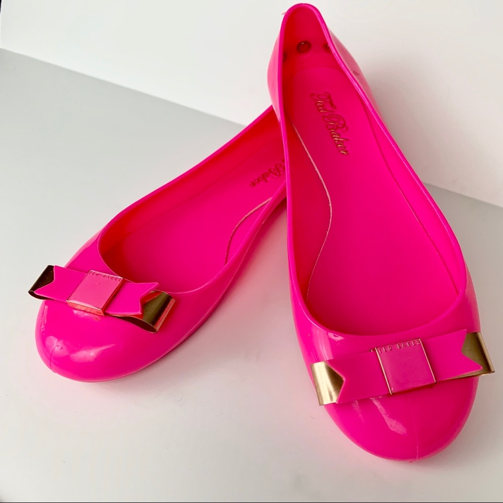 Ted Baker Hot Pink Jelly Bow Flats